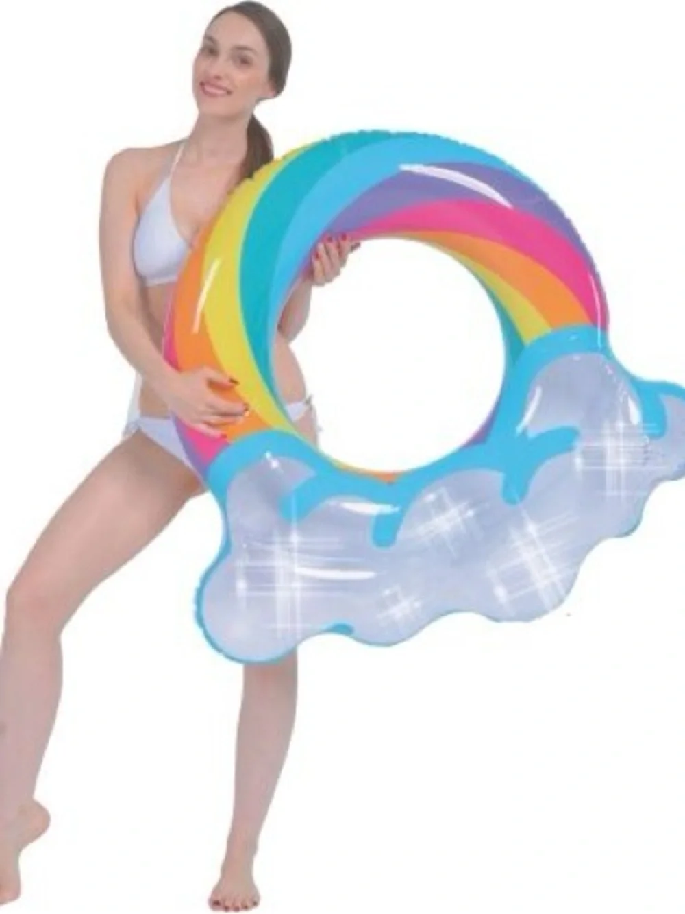 Glitter Rainbow Ring Inflatable Pool Float - Multicolor - Picture 3 of 4